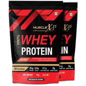 1 - MuscleXP 100% Whey Protein with Digestive Enzyme, 2.2 lb Fruit Berry (Pack of 2)