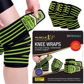 1 - MuscleXP Knee Wraps,  Black & Green  Free Size 