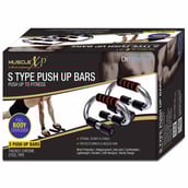 3 - MuscleXP S Type Push Up Bars,  Black & Red  Free Size 