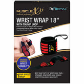 2 - MuscleXP Wrist Wrap with Thumb Loop,  Black & Red  18 inches 