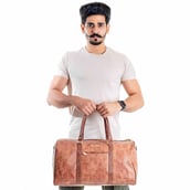 2 - Man Arden PVC Leather Travel Duffle Bag,  Dusk & Coffee 