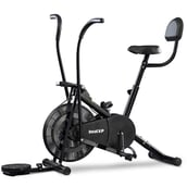 1 - beatXP Vortex Plus 4M Air Bike Exercise Cycle With Adjustable Cushioned Seat, Moving Handles, Back Support & Tummy Twister (Black)