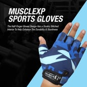 6 - MuscleXP Stout Fitness Sports Gym Gloves,  Blue & Black  Free Size 