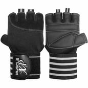 2 - MuscleXP Bold Fit-Pro Fitness Workout Gym Gloves, Black & White Free Size