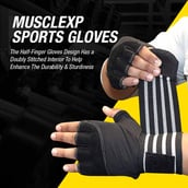 7 - MuscleXP Bold Fit-Pro Fitness Workout Gym Gloves, Black & White Free Size