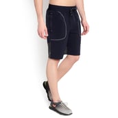 2 - John Ally Dry-Fit Gym Workout Shorts with Zipper Pockets & Color Block Detailing,  Medium  Midnight Blue 