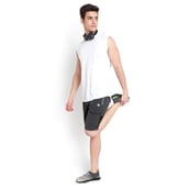 6 - John Ally Dry-Fit Gym Workout Shorts with Zipper Pockets & Color Block Detailing,  Large  Gunmetal Grey 
