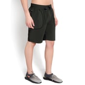 2 - John Ally Dry-Fit Gym Workout Shorts with Zipper Pockets & Color Block Detailing,  Medium  Dark Olive Green 