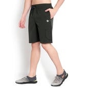 1 - John Ally Dry-Fit Gym Workout Shorts with Zipper Pockets & Flap Pockets, Medium Dark Olive Green