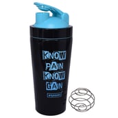 1 - GHC Brisqore Stainless Steel Protein Shaker Bottle,  Black with Blue Cap  750 ml 