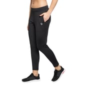 2 - John Ally Women's Gym Zipper Track Pant with Sweat Wicking,  Jet Black  Medium 