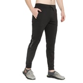 1 - John Ally Jogger Track Pant for Men with Two Zipper Pockets and Premium Fabric,  Jet Black  Small 