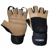 KOBO Gym Gloves (WTG-02),  Brown & Black  Medium 
