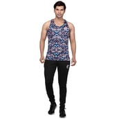 Omtex Sublimated Gym Tank,  Geometric Blue  Small 
