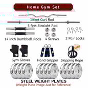 2 - BULLAR 20 kg Chrome Plated Steel Home Gym Set