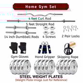 2 - BULLAR 40 kg Chrome Plated Steel Home Gym Set