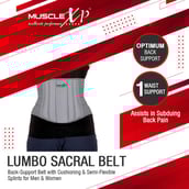 3 - MuscleXP Lumbo Sacral Belt,  Grey  Small 