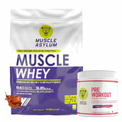 1 - Muscle Asylum Muscle Whey Protein Powder,  2.2 lb  Double Chocolate with Muscle Asylum Pre-Workout- Fruit Punch Combo 