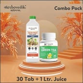3 - Herbovedik Giloy Tuksi Juice & Fizzy Green Tea Tablets Combo,  2 Piece(s)/Pack 