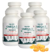 1 - Lipomic Healthcare Omega-3 Fish Oil 1500mg Triple Strength (Pack of 5),  60 softgels 