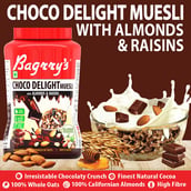 7 - Bagrrys Choco Delight Muesli with Almonds & Raisins, 1 kg Unflavoured
