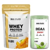 Big Flex Essential Whey Protein Concentrate & Isolate, 2.2 lb Mango Milkshake with Bigflex Essential Bcaa Energy Green Apple 500g