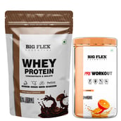 Big Flex Essential Whey Protein Concentrate & Isolate, 2.2 lb Cookies & Cream with Bigflex Essential Pre-Workout Orange 400g