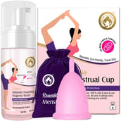 1 - Mom & World Natural Intimate Foaming Feminine Hygiene Wash, 120 ml + Reusable Menstrual Cup (Small)