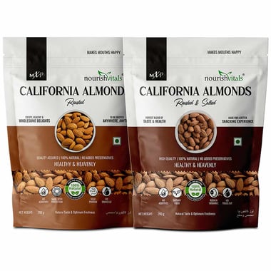 NourishVitals Healthy Munching Combo, California Roasted Almonds + California Roasted & Salted Almonds 2 Piece(s)/Pack