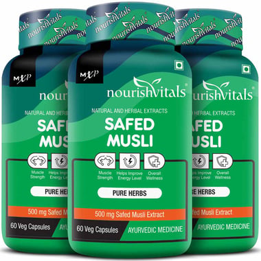 NourishVitals Safed Musli - Pack of 3, 60 veggie capsule(s)