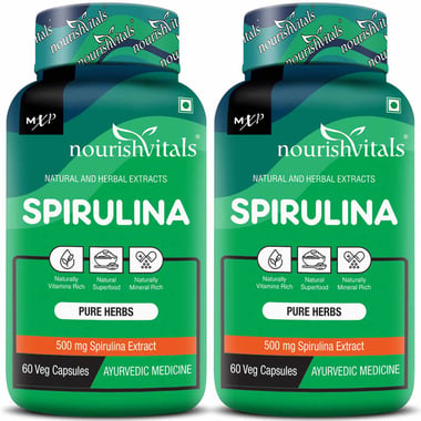 NourishVitals Spirulina - Pack of 2, 60 veggie capsule(s)