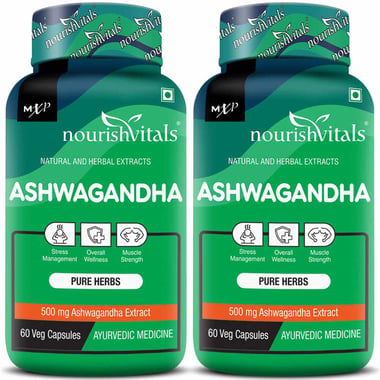 NourishVitals Ashwagandha - Pack of 2, 60 veggie capsule(s)