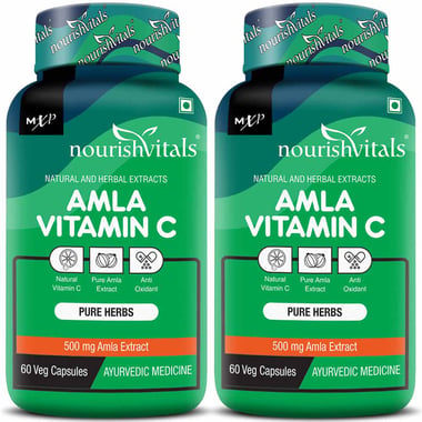 NourishVitals Amla Vitamin C,  60 veggie capsule(s)  Unflavoured (Pack of 2) 