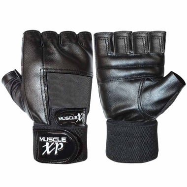MuscleXP Firm Stud Workout Gym Gloves, Jet-Black Free Size