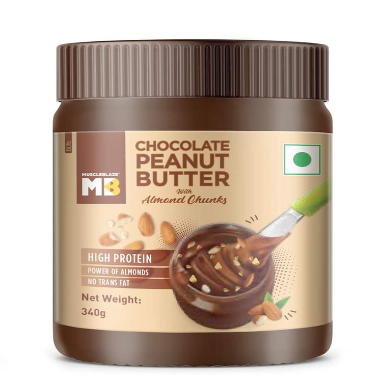 2 - MuscleBlaze Chocolate Peanut Butter with Almond Chunks,  0.340 kg  Chocolate 
