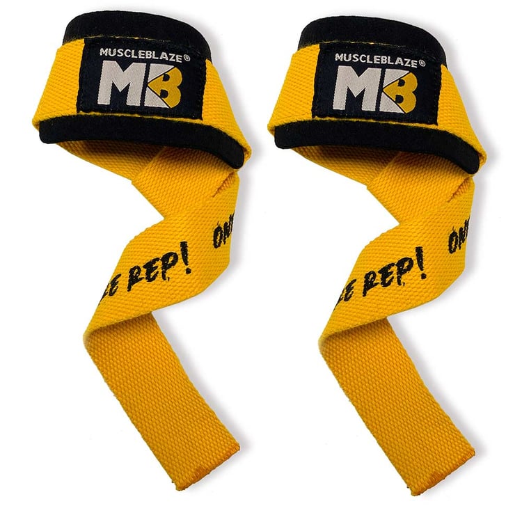 1 - MuscleBlaze Weight Lifting Strap (One More Rep),  Yellow  Free Size 