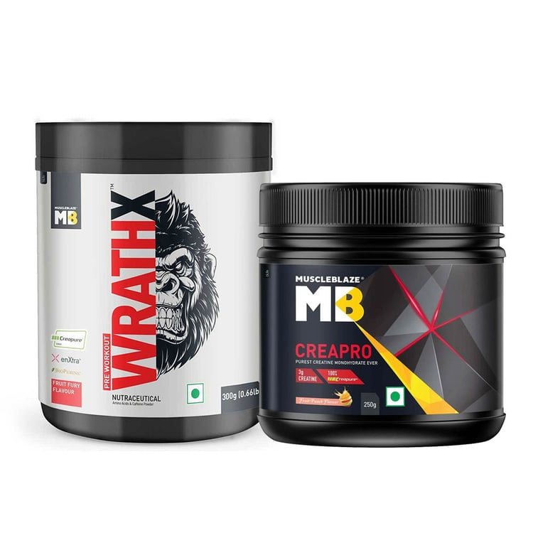 MuscleBlaze CreaPRO Creatine 0.55 lb & Pre Workout WrathX 0.66 lb Combo