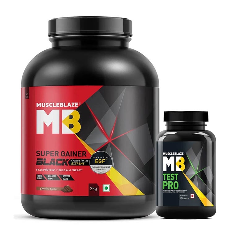 MuscleBlaze Super Gainer Black 2 kg & Test Pro 60 Caps Combo